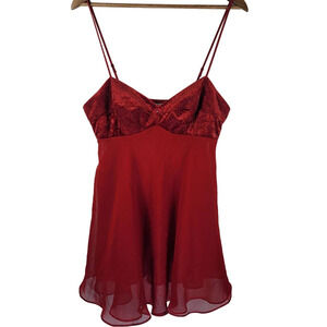 Victoria Secret Stunning Red Velvet Chest Chiffon Lingerie L